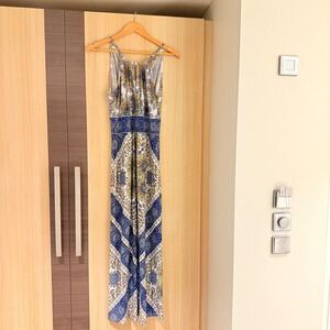 London Style Collection Petites Maxi Dress Women's 8P Blue White Floral